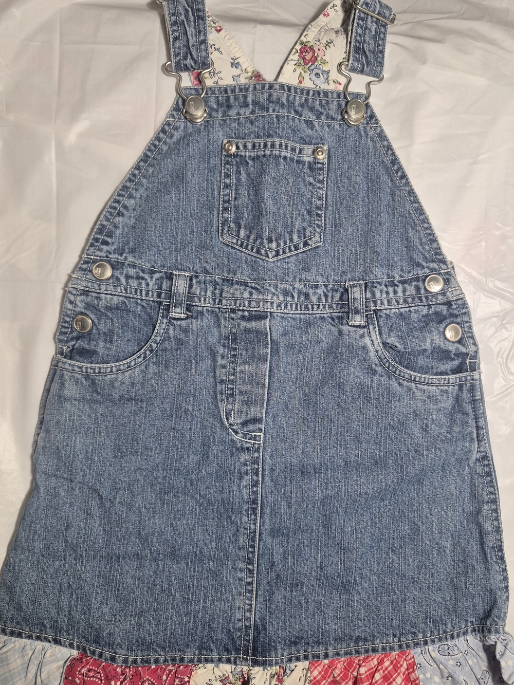 Vintage Gymboree Size 4 'Indian Summer' 2003-Denim And Floral Overall Dress
